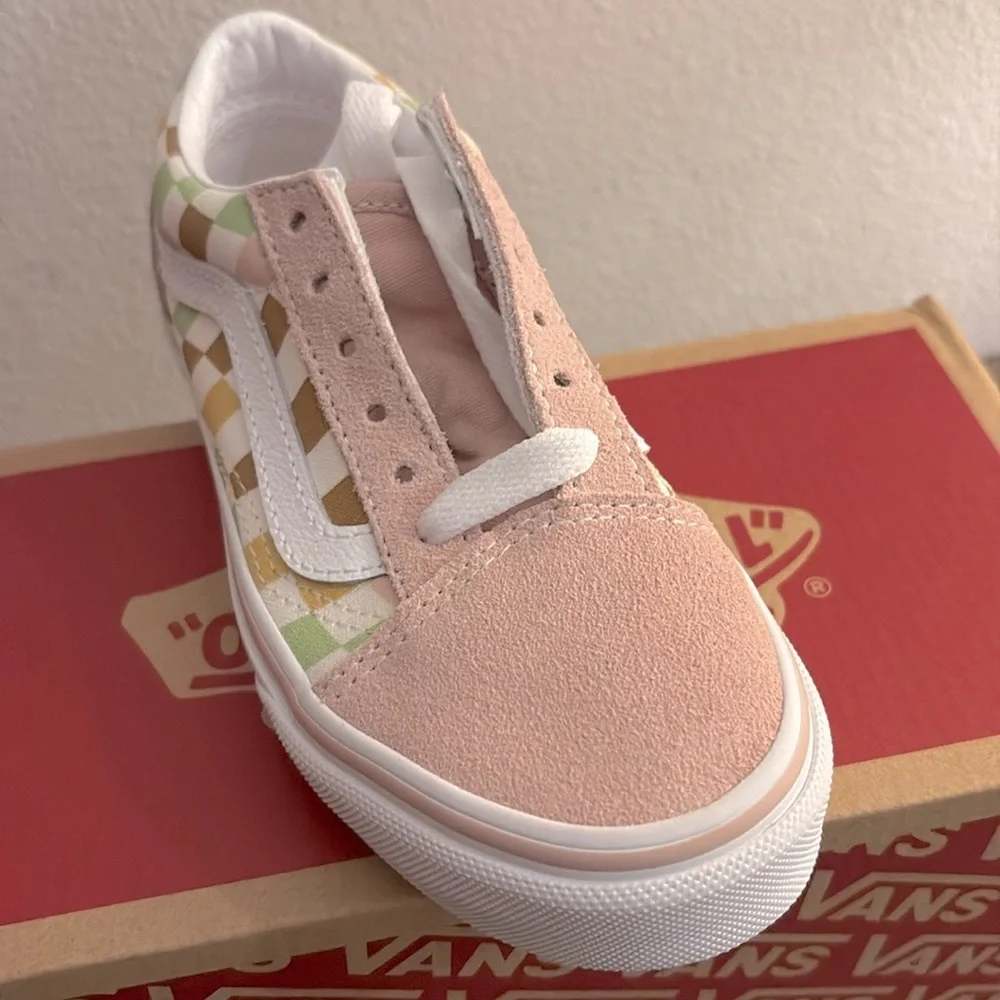 NIB [Vans] Old Skool Shoe Sneaker Tennis Shoes in Multi/True White Kids Sz 12.0 - Picture 8 of 16